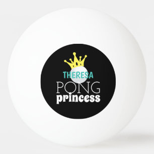 Pong Princess Teal Personalised Name Ping Pong Ball