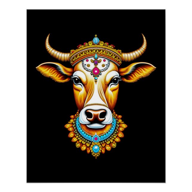 Pongal Decorated Cow Poster (Front)