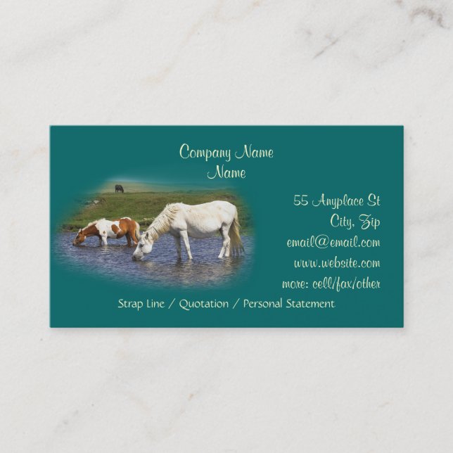 Ponies At Watering Hole business cards (Front)