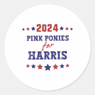 Ponies For Kamala-harris 2024  Classic Round Sticker