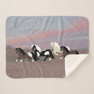 Ponies Sherpa Blanket