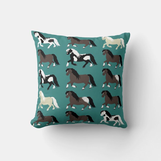 Ponies Throw Pillow (Front)