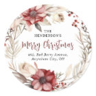 Ponsietta Christmas Wreath Return Address 