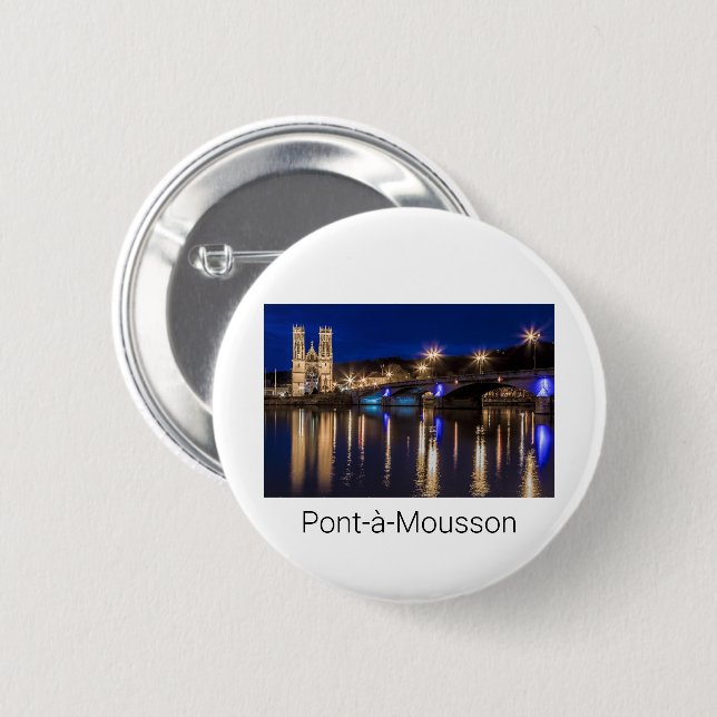 Pont a Mousson Panorama with Moselle Souvenir 6 Cm Round Badge (Front & Back)