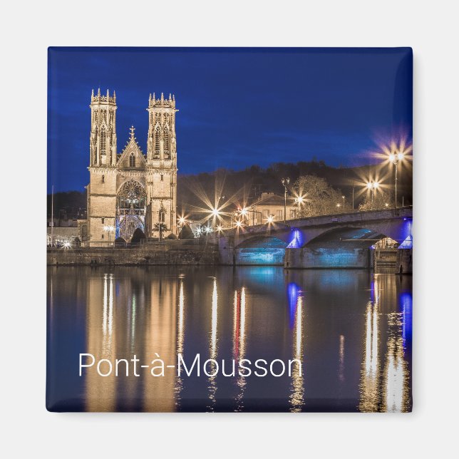 Pont a Mousson Panorama with Moselle Souvenir Magnet (Front)