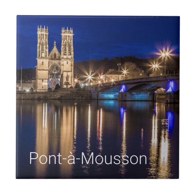 Pont a Mousson Panorama with Moselle Souvenir Tile (Front)