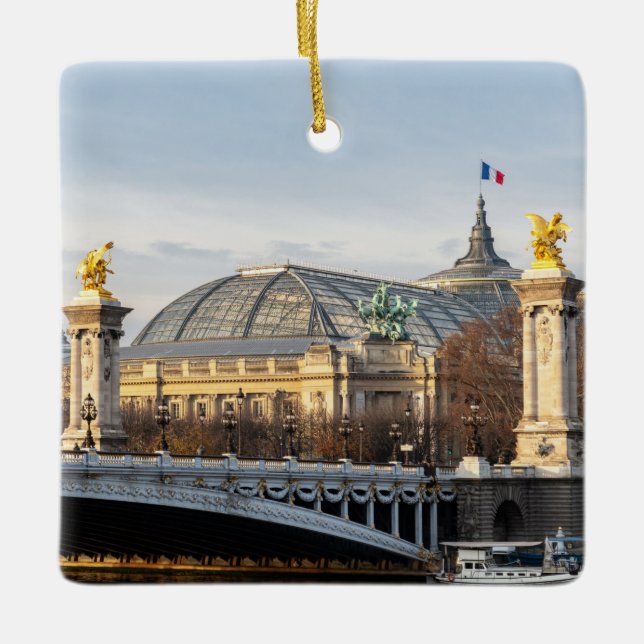Pont Alexandre III and Grand Palais at golden hour Ceramic Ornament (Front)