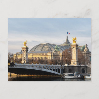 Pont Alexandre III and Grand Palais at golden hour Postcard