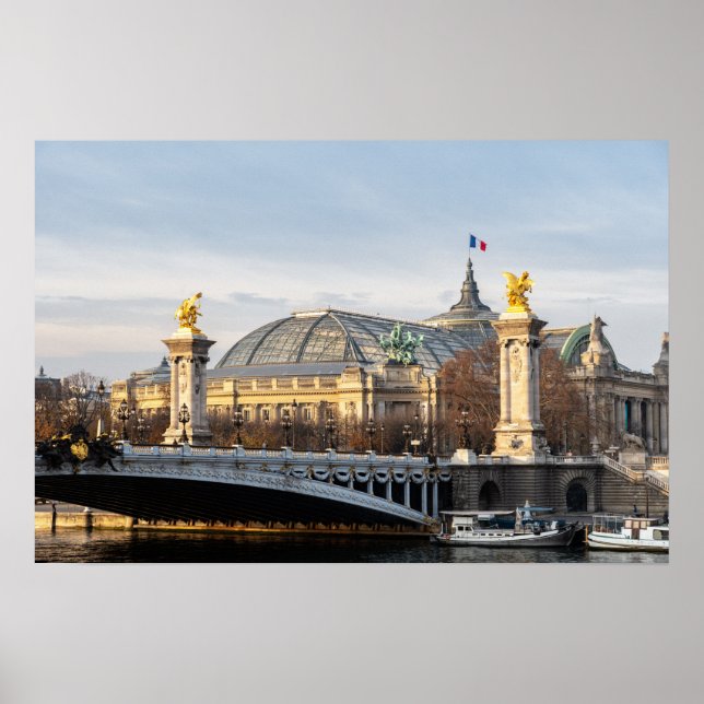 Pont Alexandre III and Grand Palais at golden hour Poster (Front)