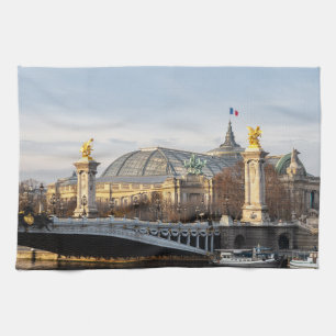 Pont Alexandre III and Grand Palais at golden hour Tea Towel