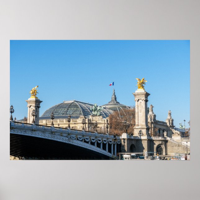 Pont Alexandre III and Grand Palais on a sunny day Poster (Front)