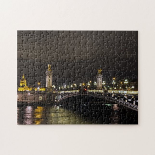 Pont Alexandre III and Invalid at night - Paris Jigsaw Puzzle (Horizontal)