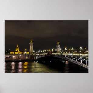 Pont Alexandre III and Invalid at night Poster