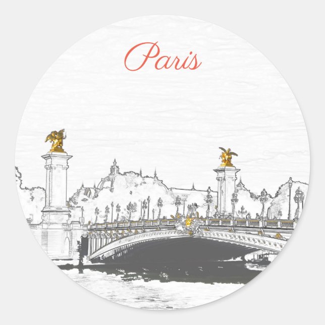 Pont Alexandre III on Seine River - Paris France Classic Round Sticker (Front)