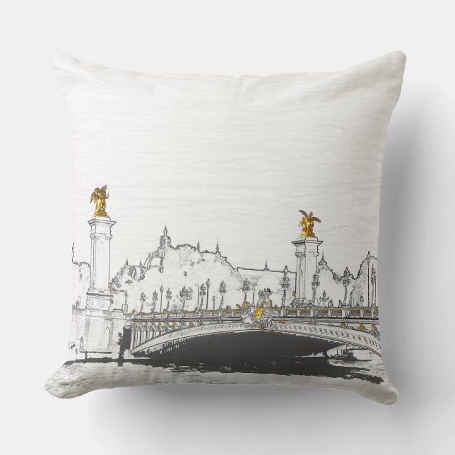 Pont Alexandre III on Seine River - Paris France Cushion (Front)