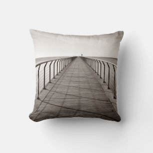 Pont Del Petroli at sunrise in Barcelona in Spaina Cushion