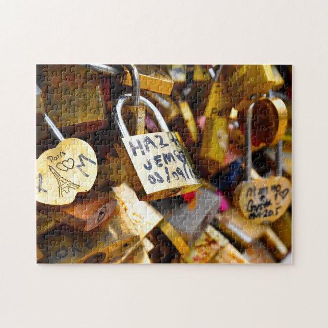 Pont des Arts Love Locks Paris. Jigsaw Puzzle (Horizontal)