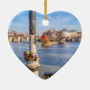 Pont des Arts on Valentine's day - Paris Ceramic Tree Decoration