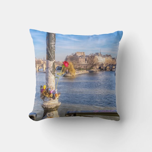 Pont des Arts on Valentine's day - Paris Cushion (Front)