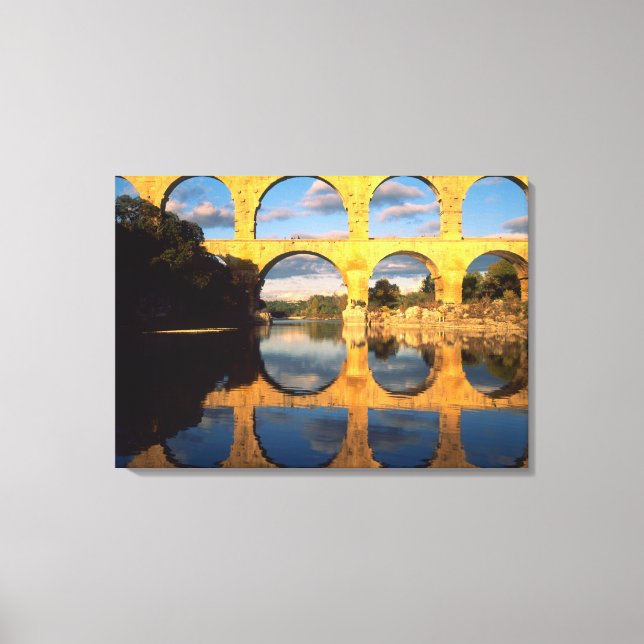 Pont du Gard, Gardon River, Gard, Languedoc, Canvas Print (Front)