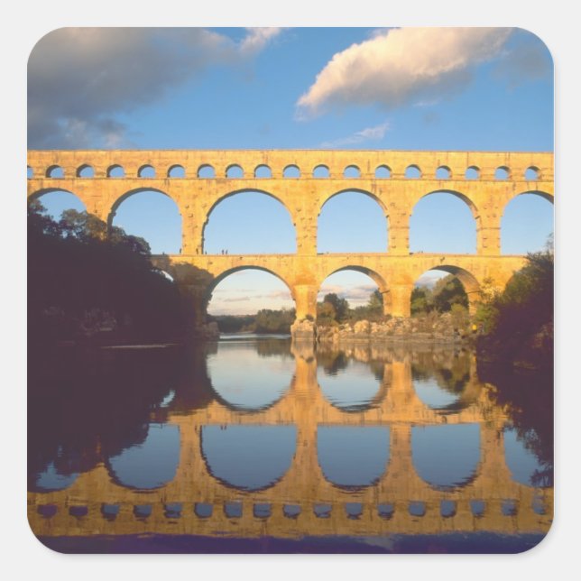 Pont du Gard, Gardon River, Gard, Languedoc, Square Sticker (Front)