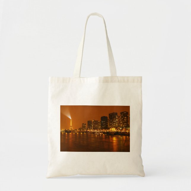 Pont Mirabeau Paris France Night Skyline Panorama Tote Bag (Front)