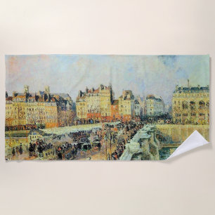 Pont Neuf, Afternoon, Sunlight Camille Pissarro    Beach Towel