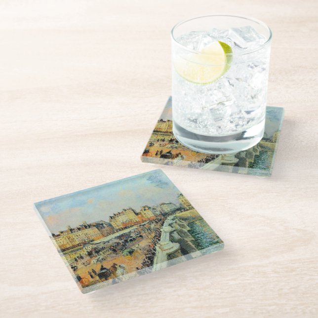 Pont Neuf, Afternoon, Sunlight Camille Pissarro  Glass Coaster (Angled)