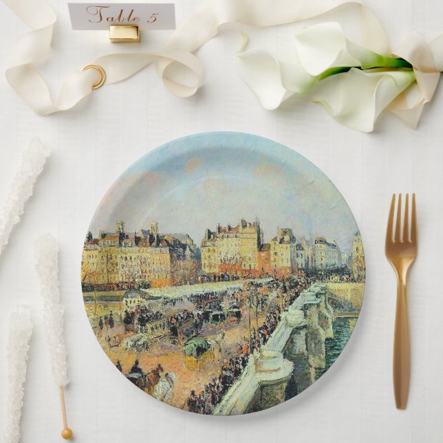 Pont Neuf, Afternoon, Sunlight Camille Pissarro    Paper Plate (Wedding)
