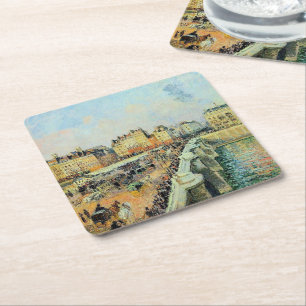 Pont Neuf, Afternoon, Sunlight Camille Pissarro Square Paper Coaster