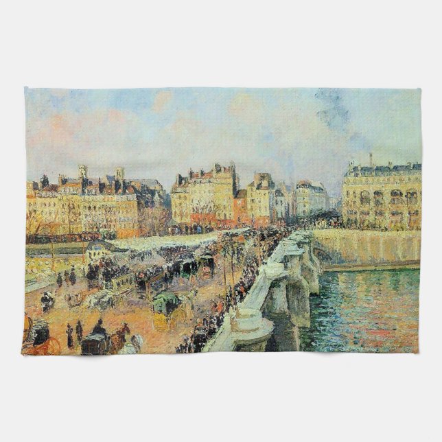 Pont Neuf, Afternoon, Sunlight Camille Pissarro    Tea Towel (Horizontal)
