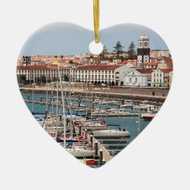 Ponta Delgada - Azores Ceramic Tree Decoration (Front)