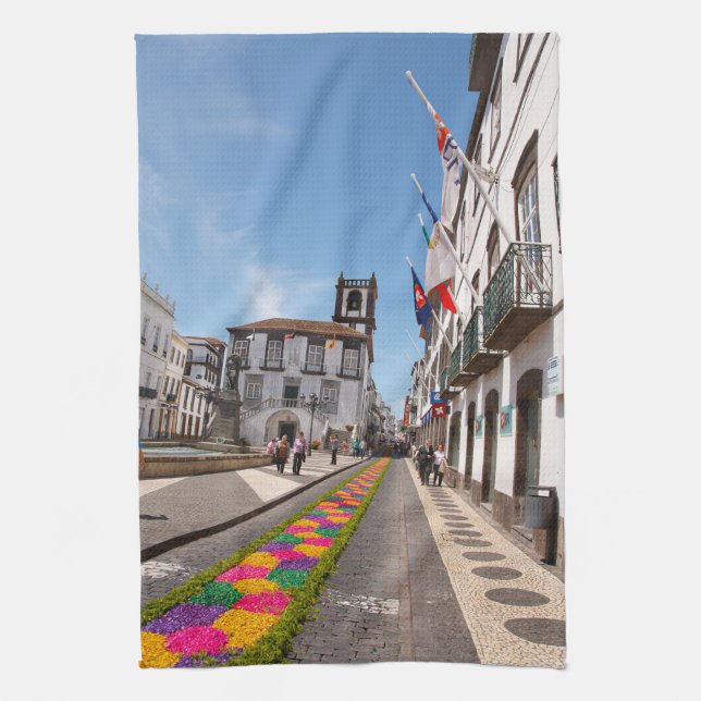Ponta Delgada, Azores Tea Towel (Vertical)