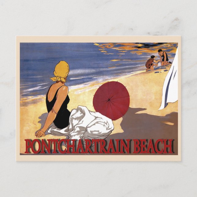 Pontchartrain Beach Family Bathing Postcard (Front)