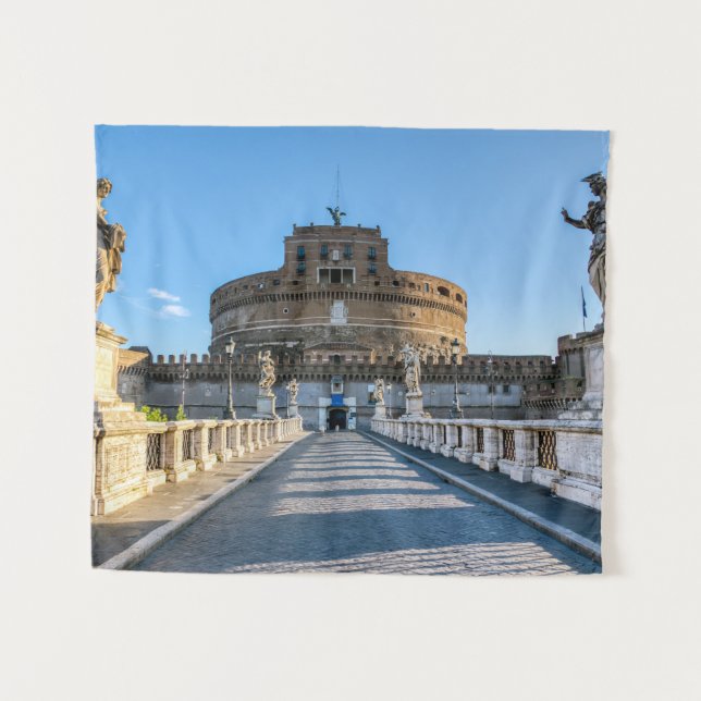 Ponte and Castle Sant'Angelo - Rome, Italy Tapestry (Front (Horizontal))
