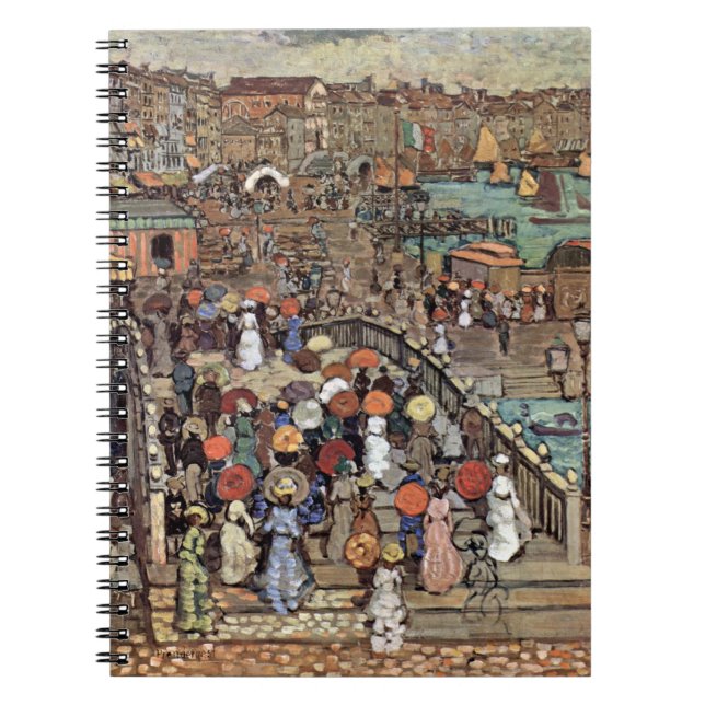 Ponte Della Paglia, Venice by Maurice Prendergast Spiral Notebook (Front)