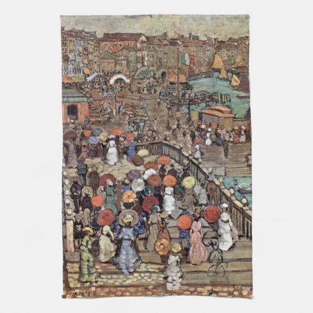Ponte Della Paglia, Venice by Maurice Prendergast Tea Towel (Vertical)