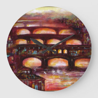 Ponte Vecchio and Other Bridges of Florence Large Clock