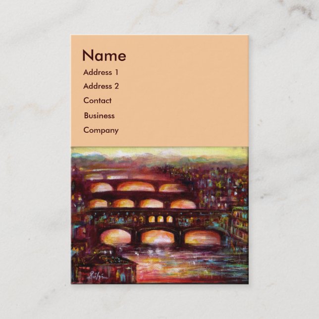 Ponte Vecchio and Other Bridges of Florence,Pink Business Card (Front)