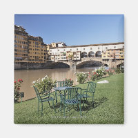 Ponte Vecchio and table along Arno Rive
