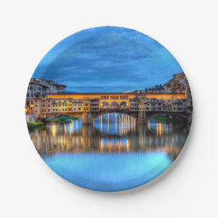Ponte vecchio bridge in Florence, Italy Paper Plate