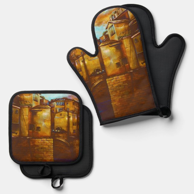 Ponte Vecchio, Firenze Oven Mitt & Pot Holder Set (Front/Back)