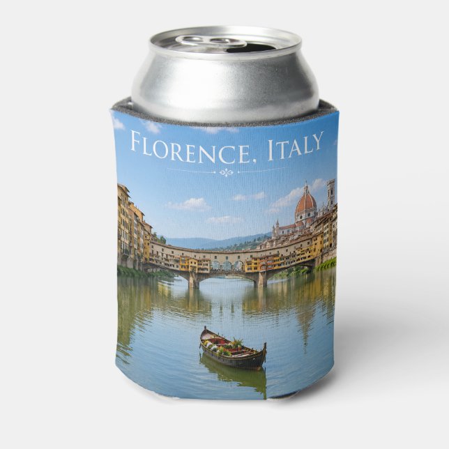 Ponte Vecchio Romantic Cityscape Artwork Can Cooler (Can Back)