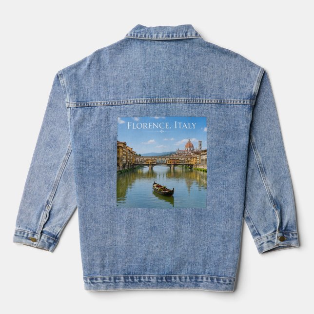 Ponte Vecchio Romantic Cityscape Artwork Denim Jacket (Back)