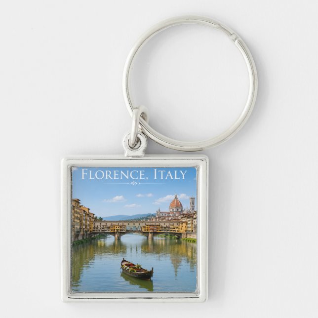 Ponte Vecchio Romantic Cityscape Artwork Key Ring (Front)