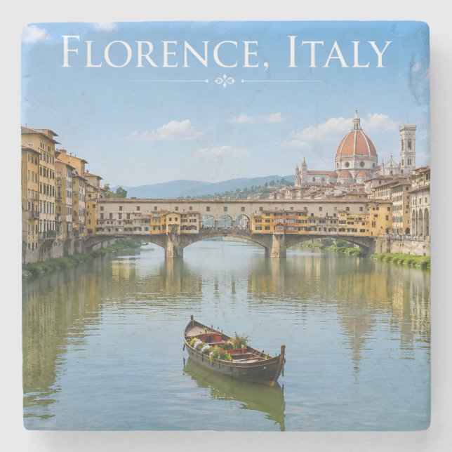Ponte Vecchio Romantic Cityscape Artwork Stone Coaster (Front)
