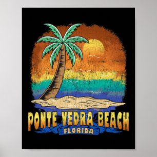 Ponte Vedra Beach Florida Vintage Distressed Souve Poster