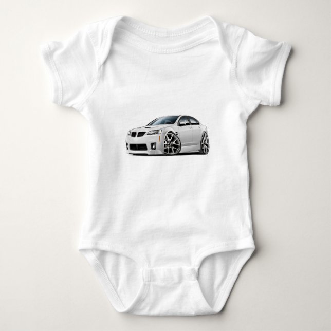Pontiac G8 GXP White Car Baby Bodysuit (Front)