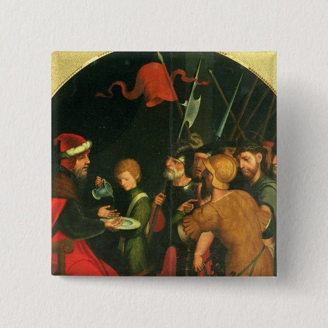 Pontius Pilate washing his Hands 15 Cm Square Badge (Front)