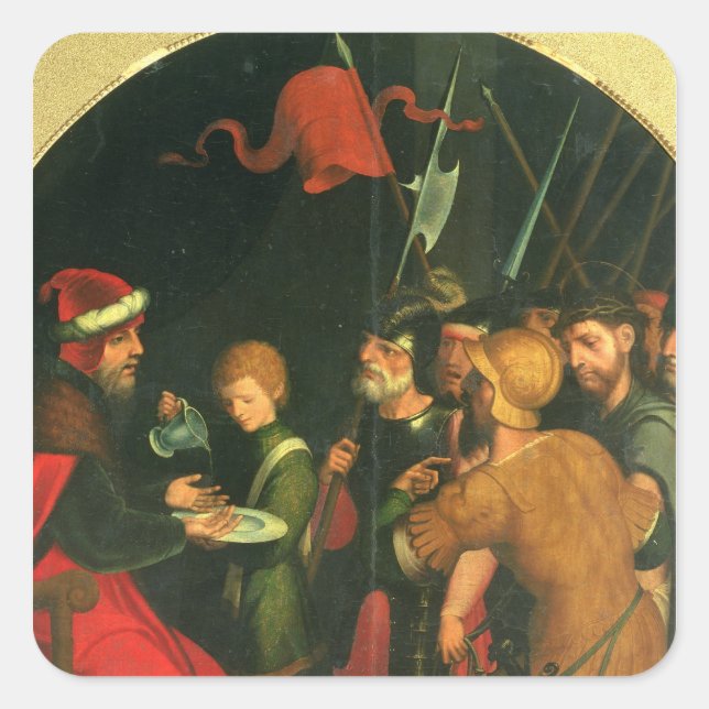 Pontius Pilate washing his Hands Square Sticker (Front)